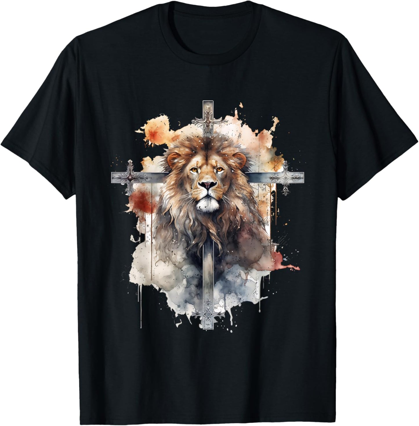 Lion Of Judah Lion Cross Christian Faith Jesus Hebrew Lion T-Shirt - T-Shirt | Black