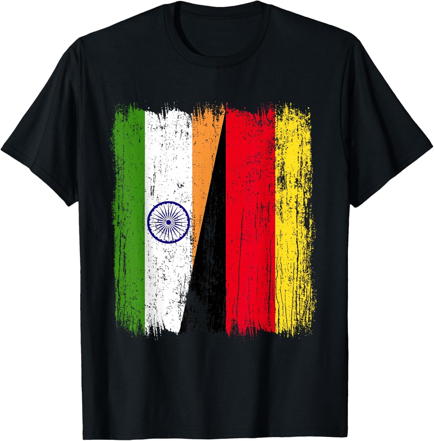 India Germany Half Flag Indian German Heritage T-Shirt - T-Shirt | Black
