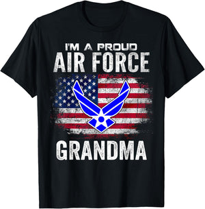 I'm A Proud Air Force Grandma With American Flag Gift T-Shirt - T-Shirt | Black