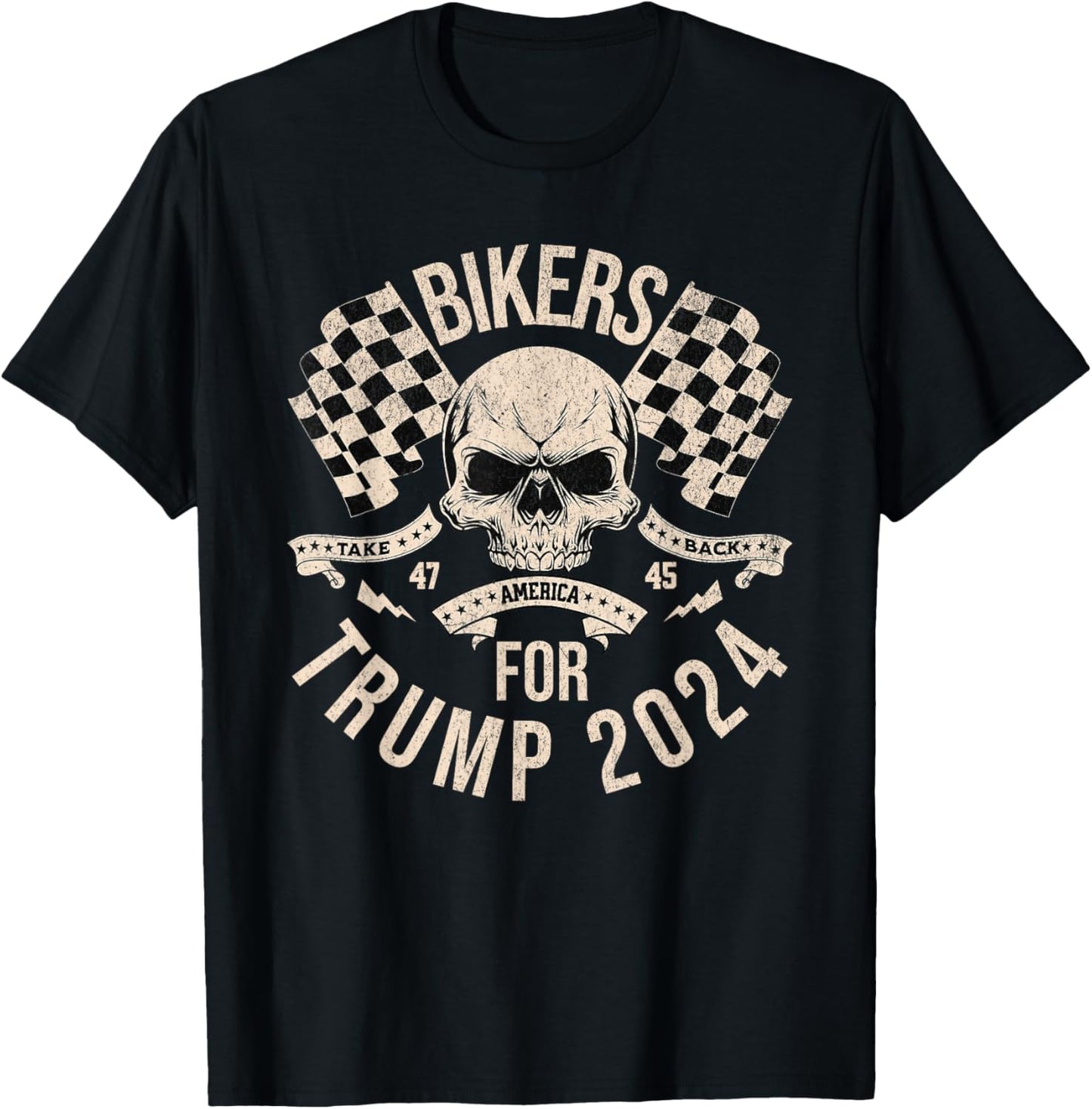 American Bikers for Trump Take America Back Election 2024 T-Shirt - T-Shirt | Black