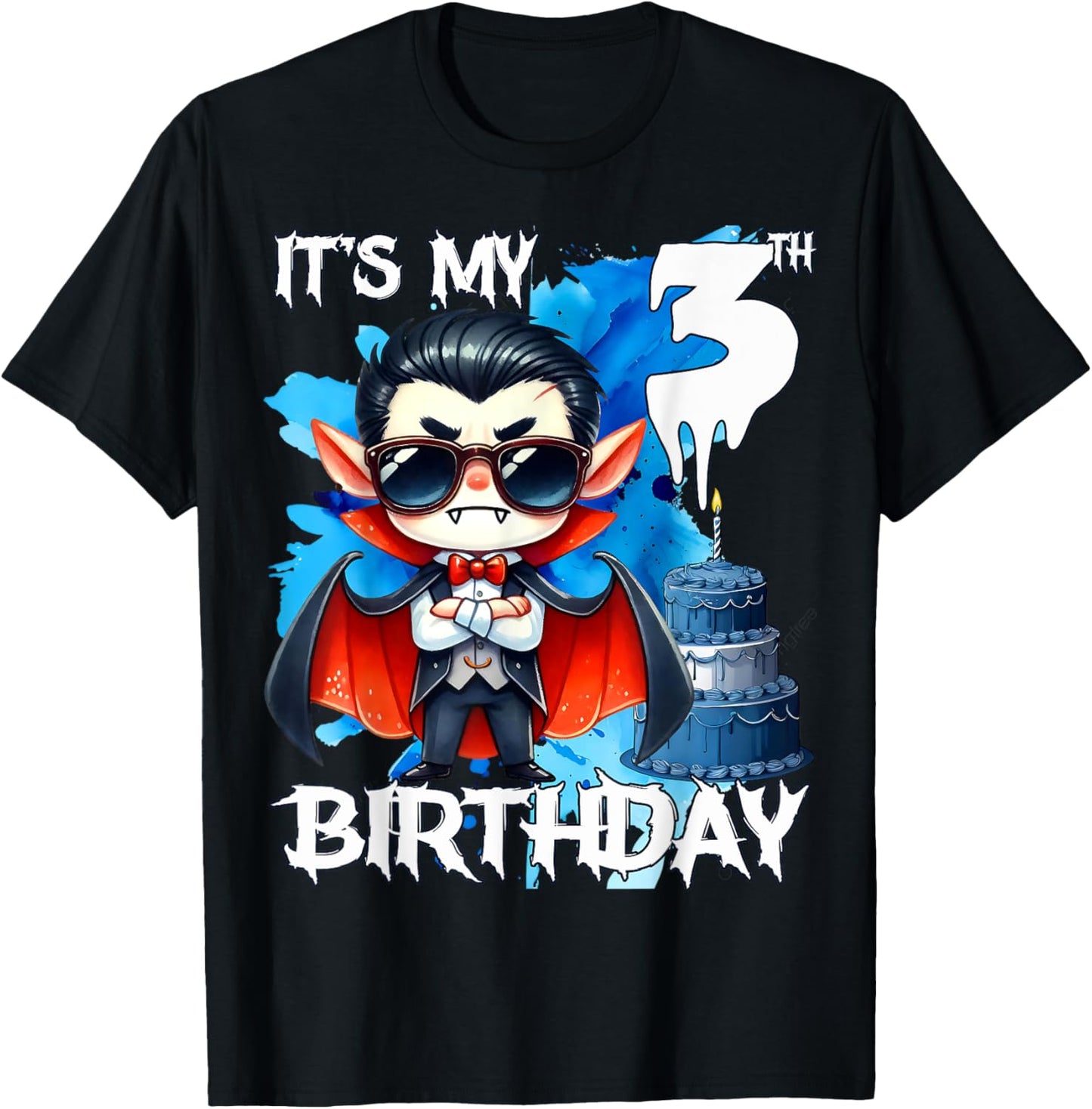 Kids 3rd Birthday Cool Vampire 3 Year Old Boys Girls T-Shirt - T-Shirt | Black