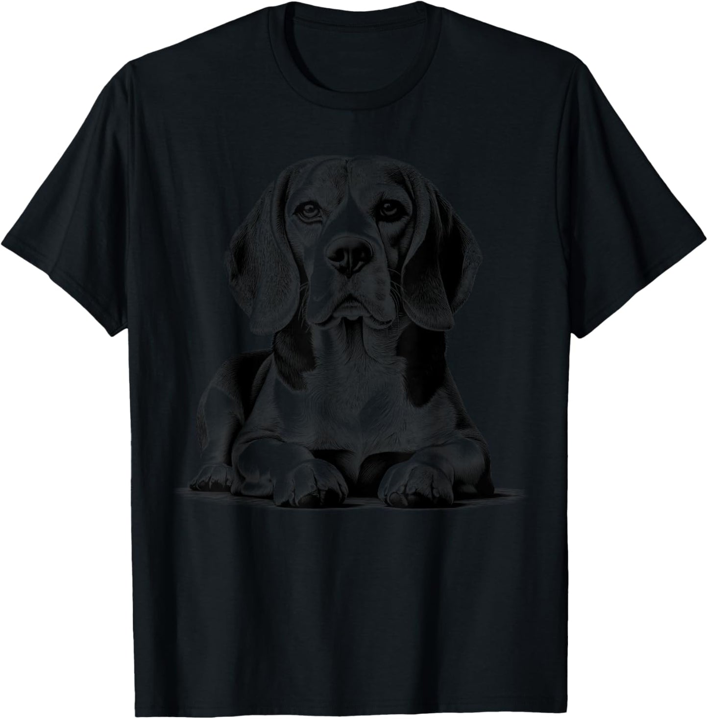 Super Cute Beagle Portrait in Lying Pose T-Shirt - T-Shirt | Black