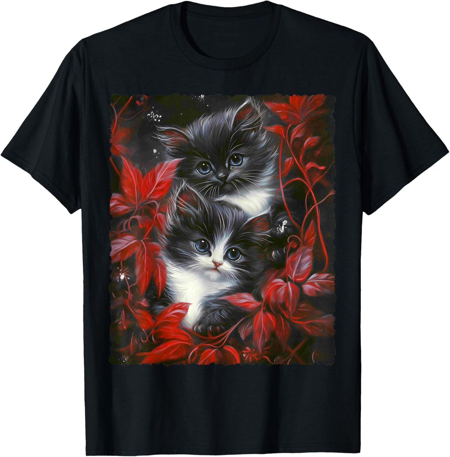 Cute Magical Cat Kitten Fantasy Art Design T-Shirt - T-Shirt | Black