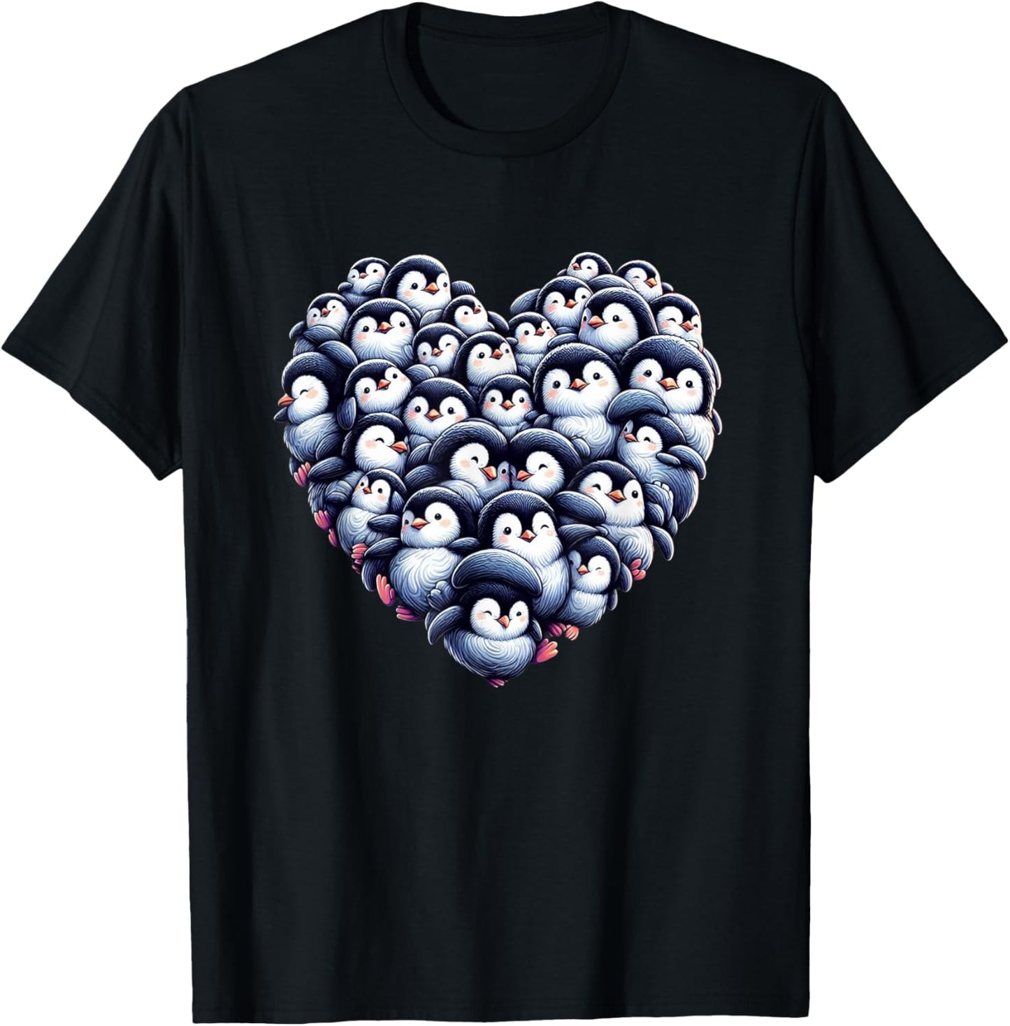 Penguins Love Beautiful Colorful Penguin Art Animal T-Shirt - T-Shirt | Black