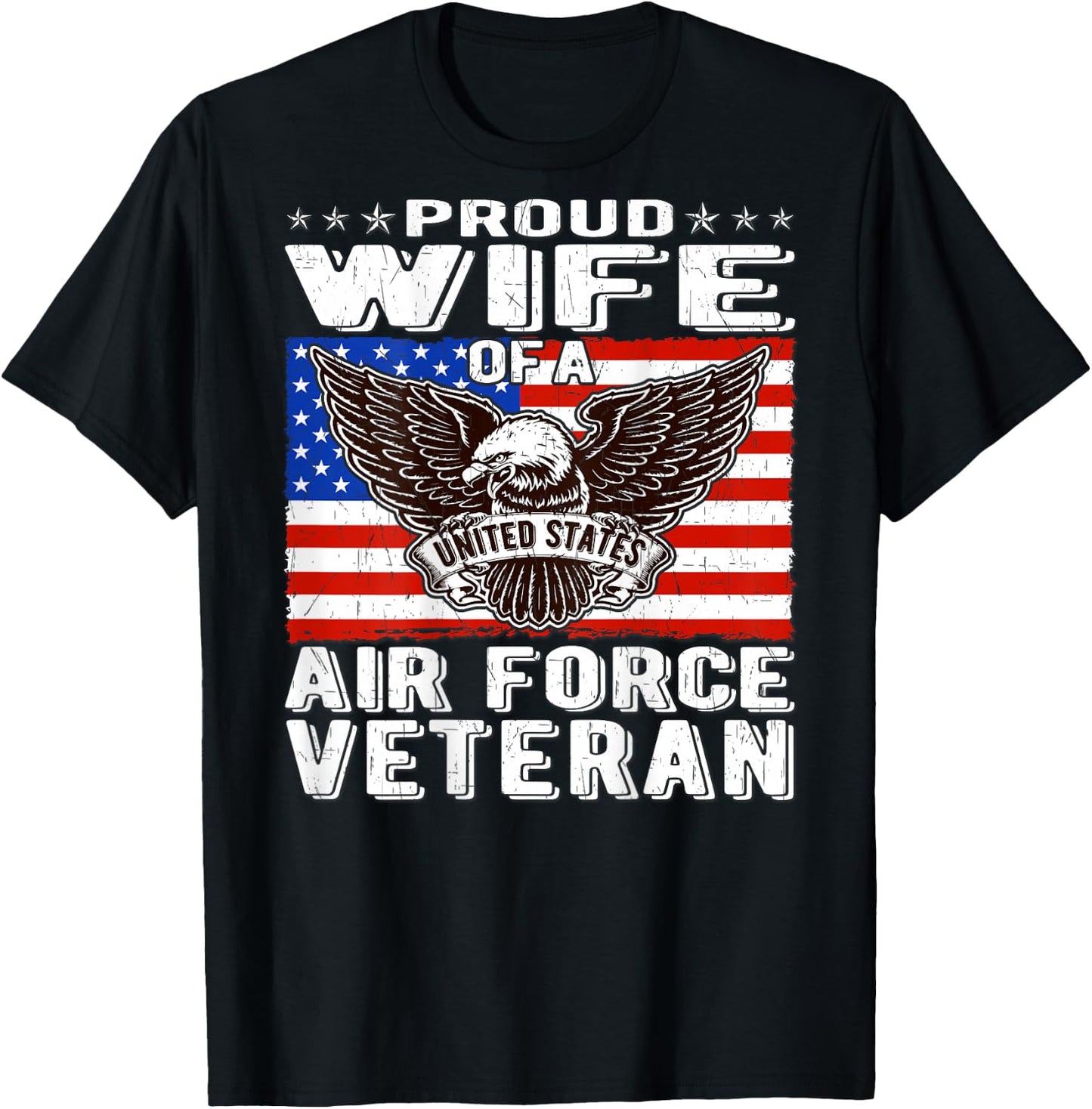 Proud Wife Of US Air Force Veteran Patriotic Military Spouse Men T-Shirt - T-Shirt | Black