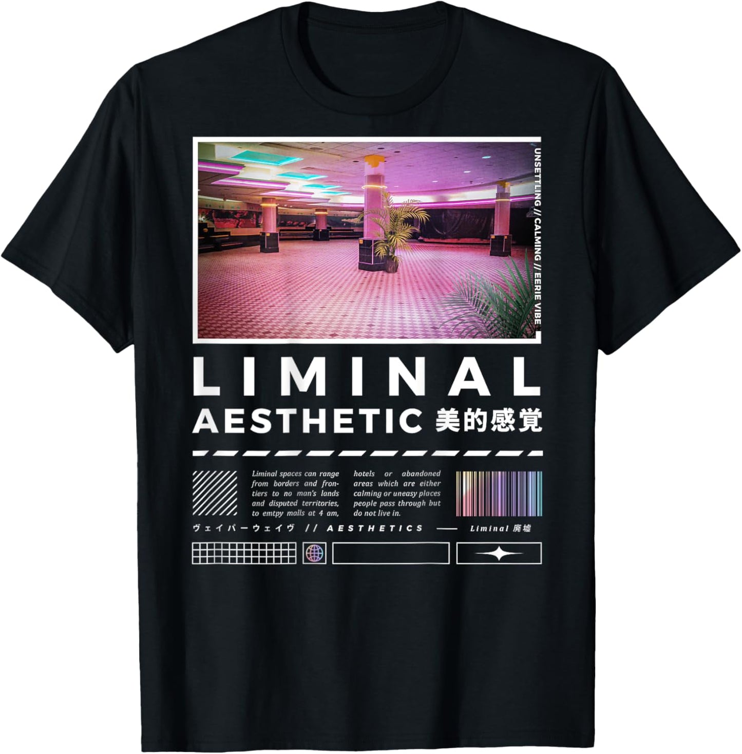 Liminal Spaces (BackPrint) Vaporwave Backrooms Pastel Goth T-Shirt - T-Shirt | Black