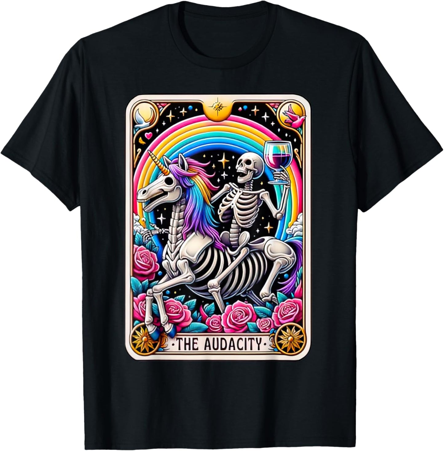 The Audacity Funny Tarot Card Sarcastic Skeleton T-Shirt - T-Shirt | Black