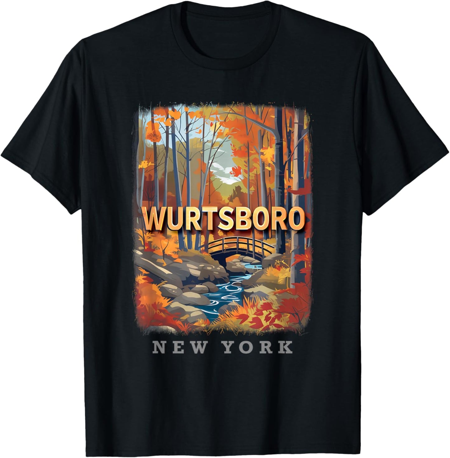 Wurtsboro New York NY Nature's Trail SD169 T-Shirt - T-Shirt | Black