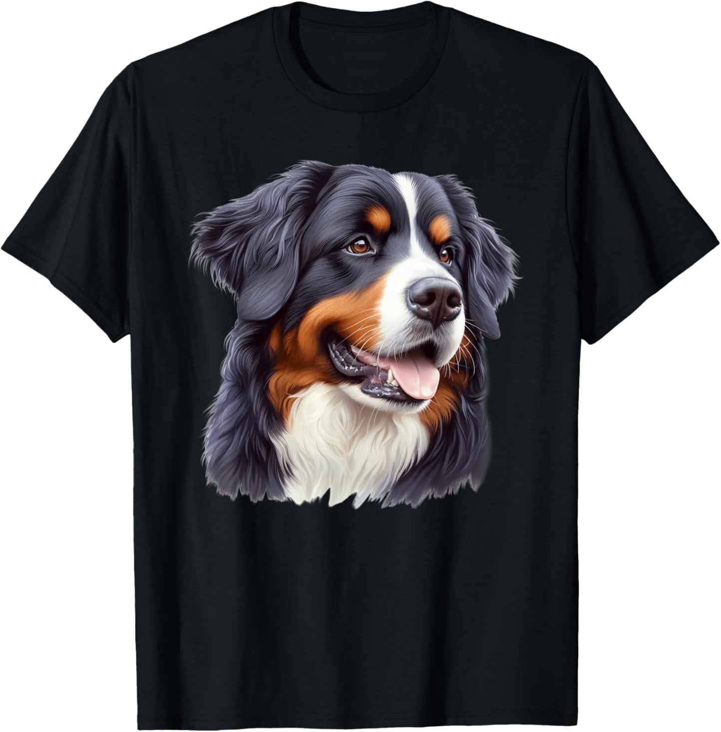 Portrait of Bernese Mountain Dog , Black, S T-Shirt - T-Shirt | Black