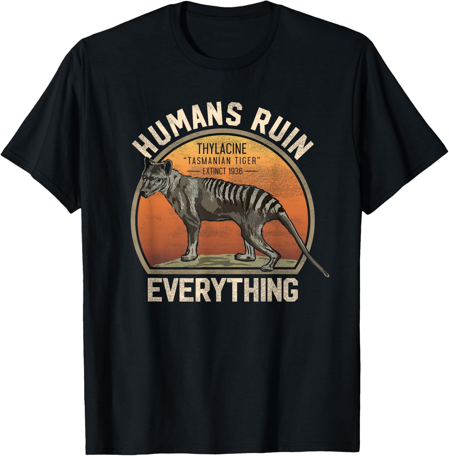 Tasmanian Tiger Thylacine T Shirt Wolf Australian Extinct T-Shirt - T-Shirt | Black