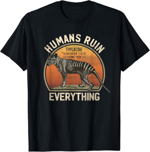 Tasmanian Tiger Thylacine T Shirt Wolf Australian Extinct T-Shirt - T-Shirt | Black