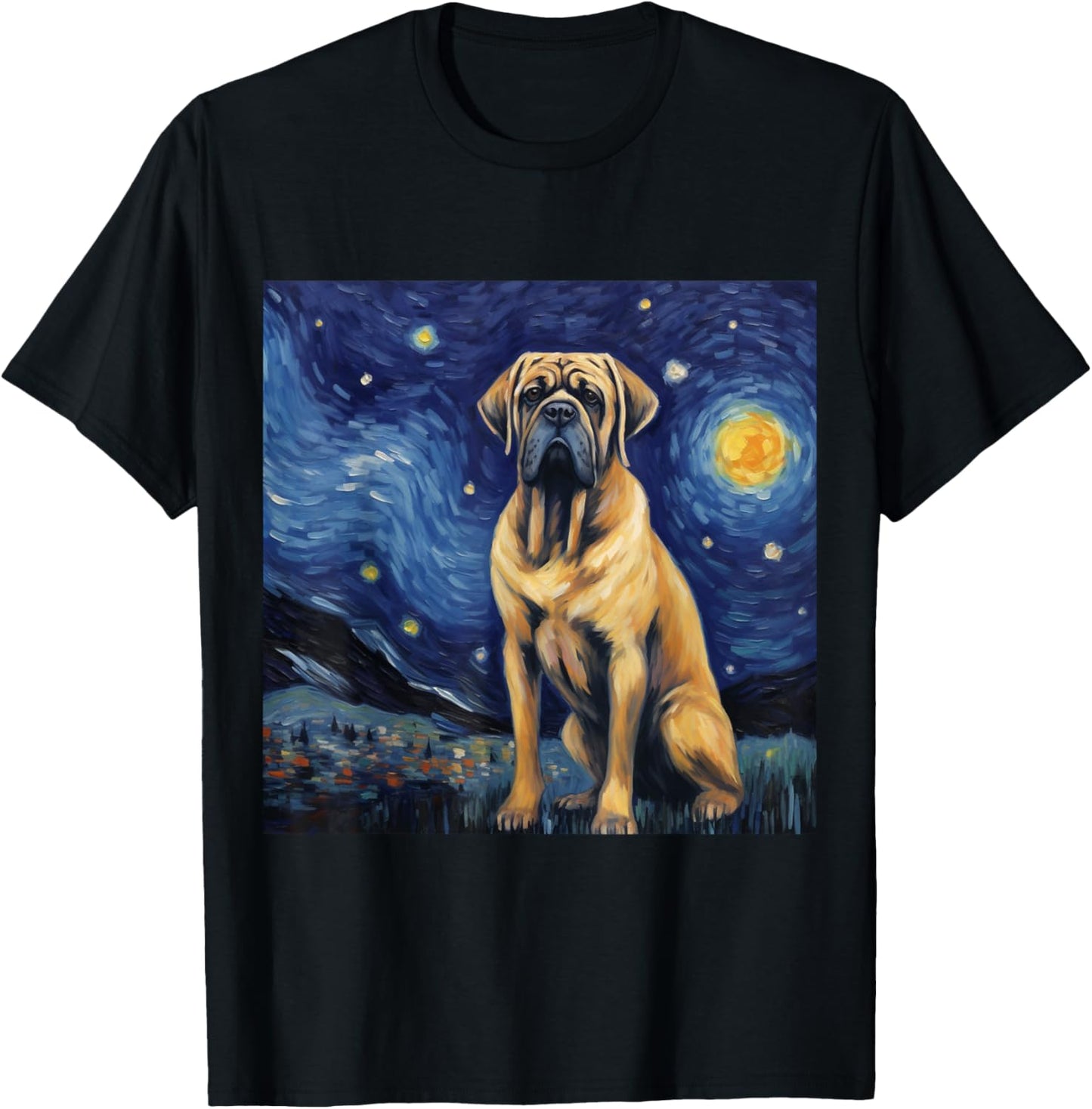 English Mastiff Starry Night - English Mastiff T-Shirt - T-Shirt | Black