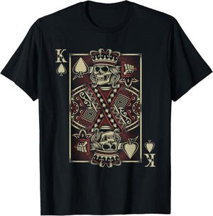 King Of Spades Skull Men Poker Card Game Biker Grunge T-Shirt - T-Shirt | Black