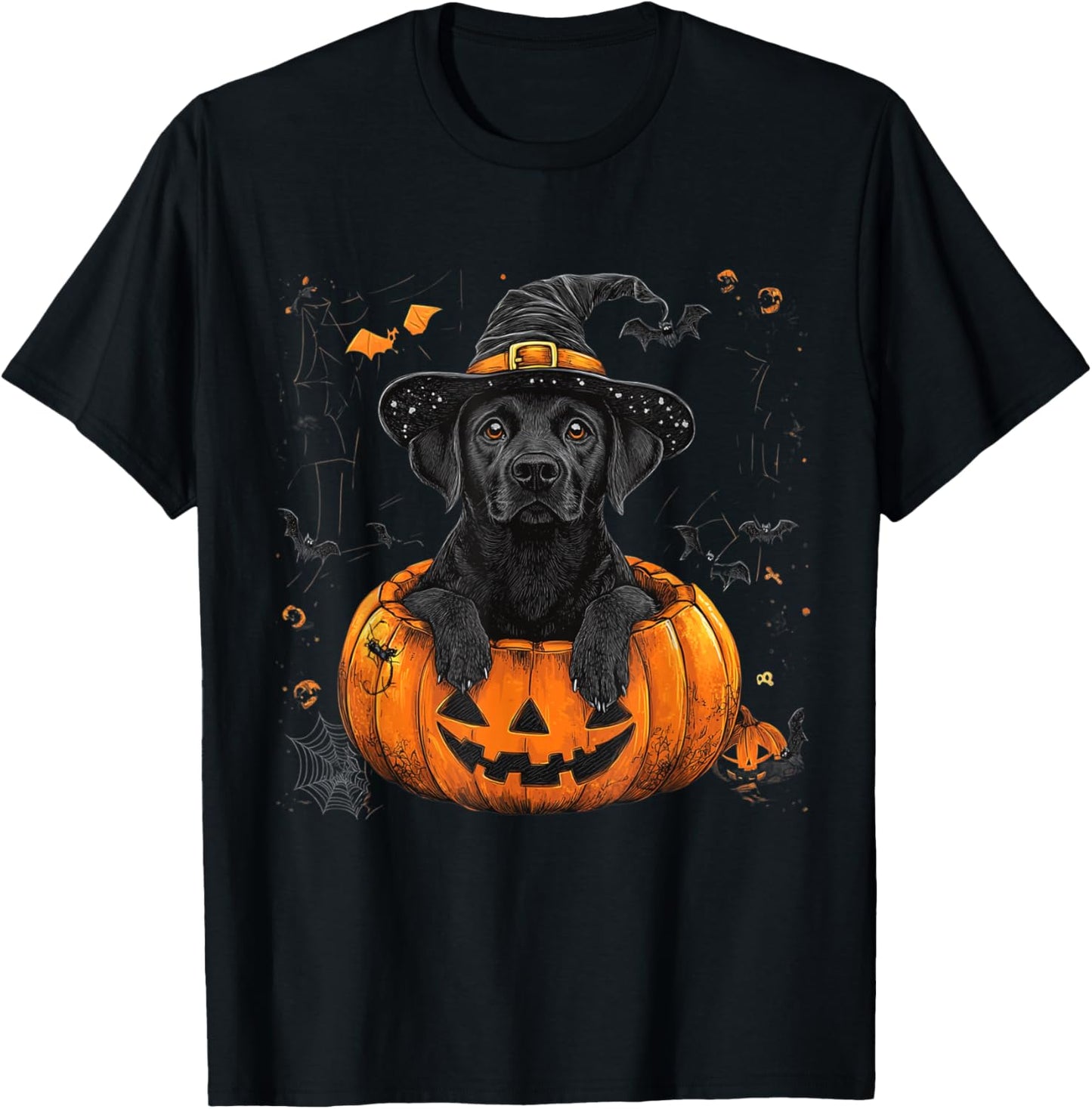 Black Lab Labrador Pumpkin Halloween Thanksgiving Men Women T-Shirt - T-Shirt | Black