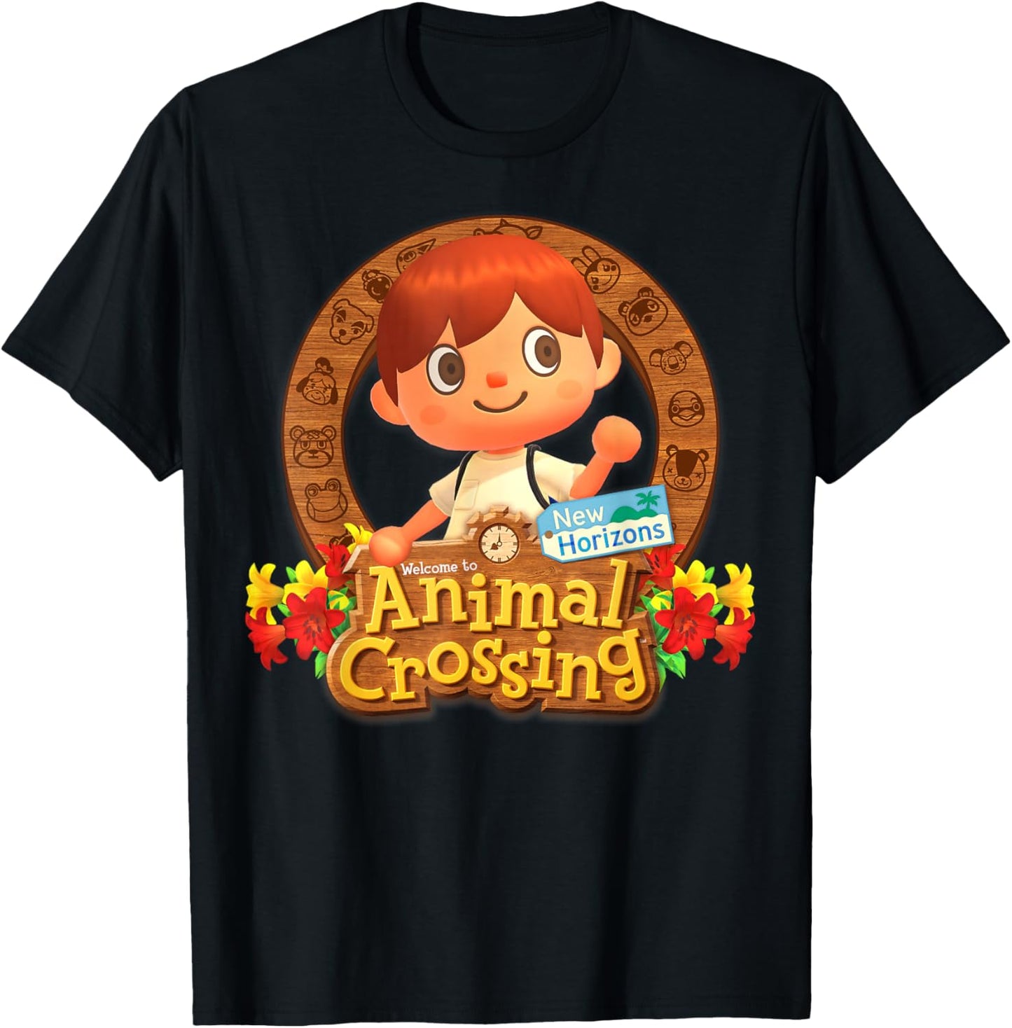 Animal Crossing: New Horizons Fall Leaves Villager Badge T-Shirt - T-Shirt | Black