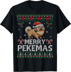 Pekingese Dog Lover Christmas Ugly Xmas Sweater Peke Gift Women Kids T-Shirt - T-Shirt | Black