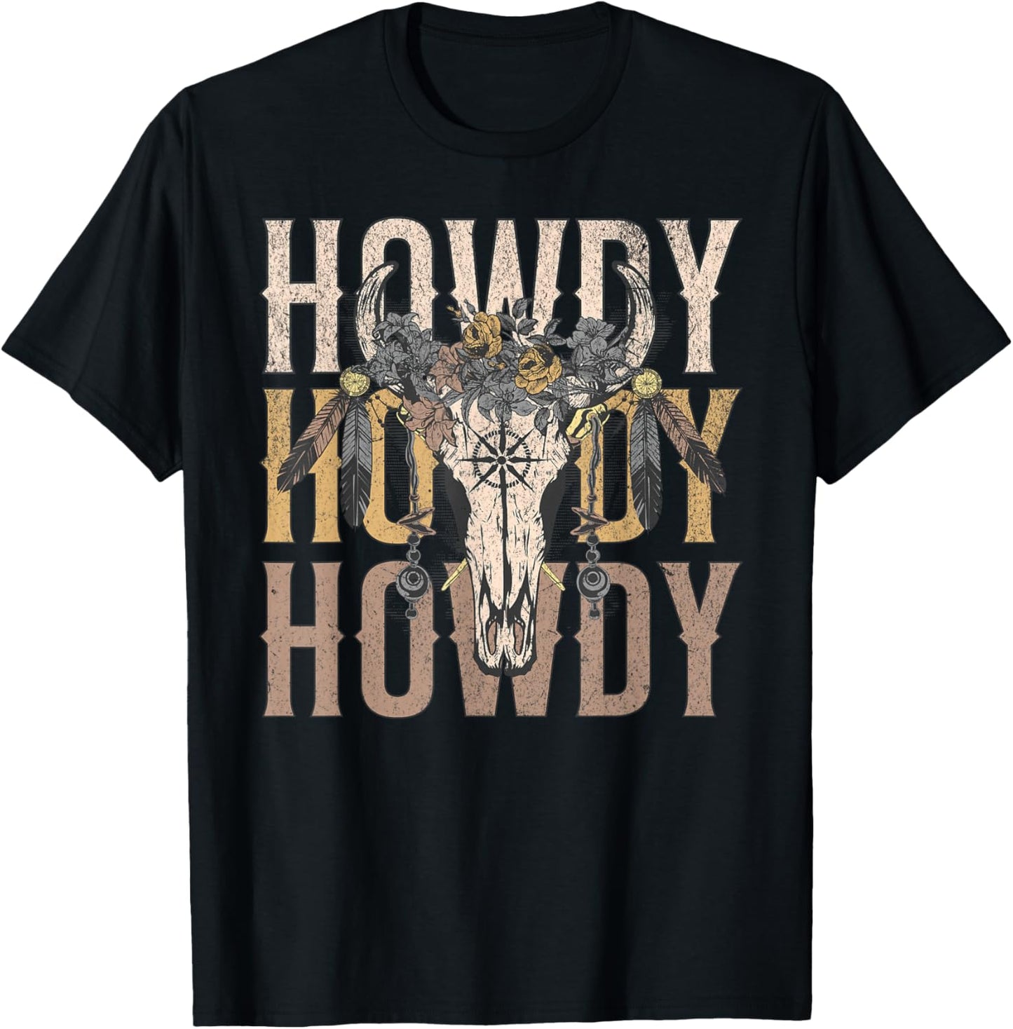 Howdy Southern Western Cowgirl Country Rodeo T-Shirt - T-Shirt | Black