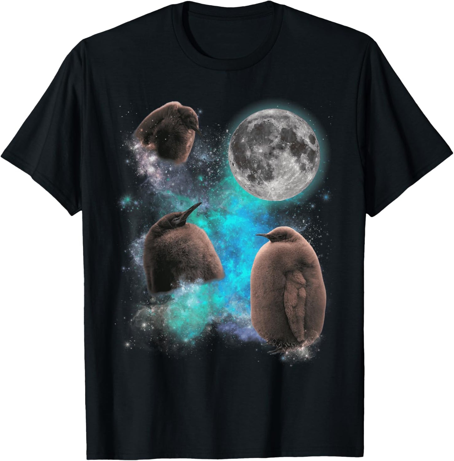 Three Pesto Penguin Moon Funny Pesto Penguin T-Shirt - T-Shirt | Black