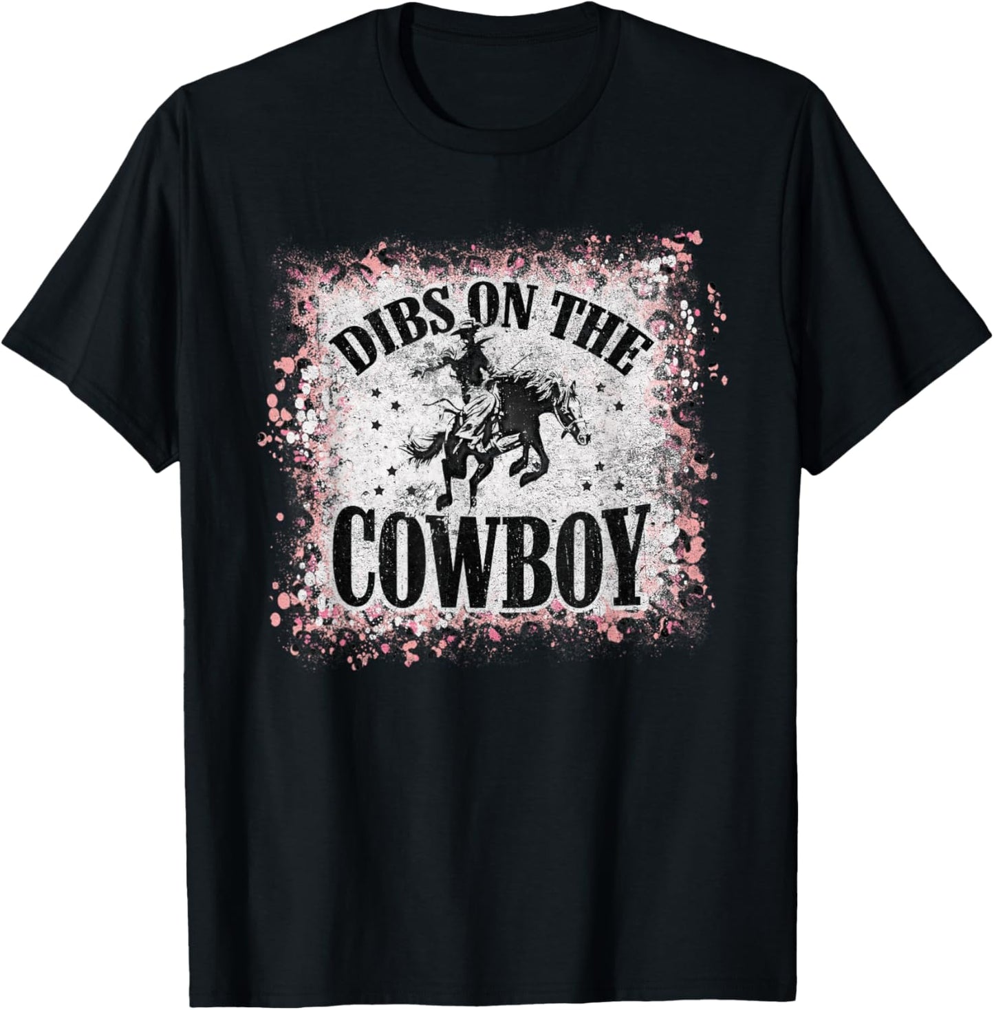 Vintage Leopard Bleached Dibs On The Cowboy Riding Horse T-Shirt - T-Shirt | Black