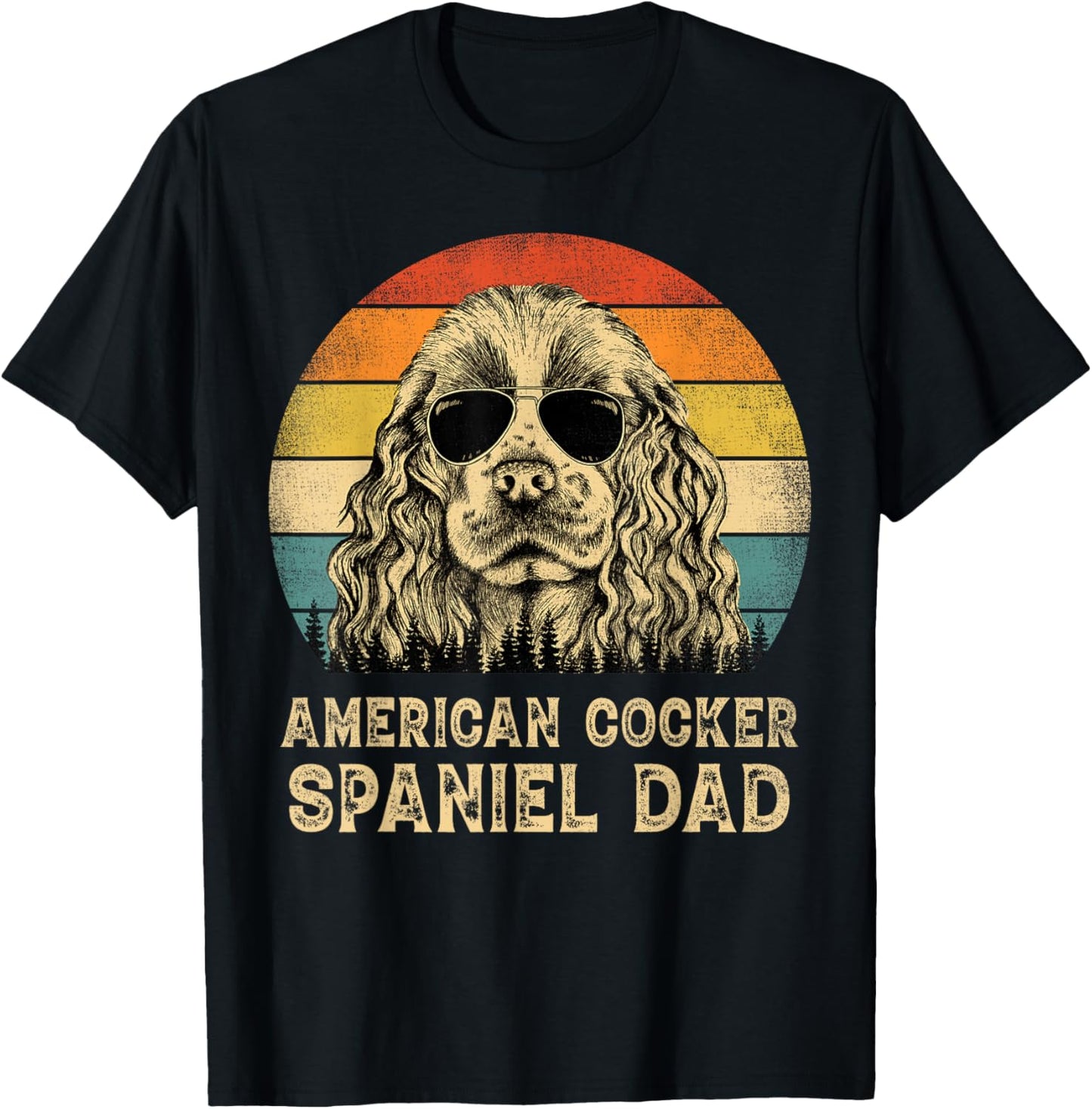 Vintage American Cocker Spaniel Dad Dog Lovers Father's Day T-Shirt - T-Shirt | Black