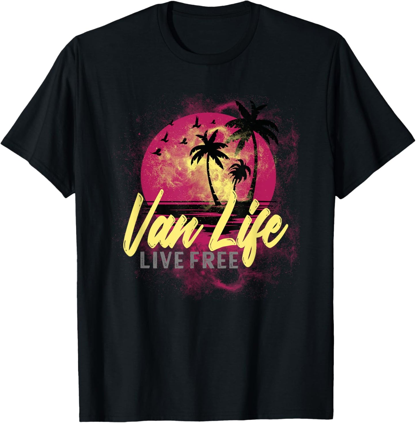 Retro Vintage Van Life is the Real Adventure T-Shirt - T-Shirt | Black