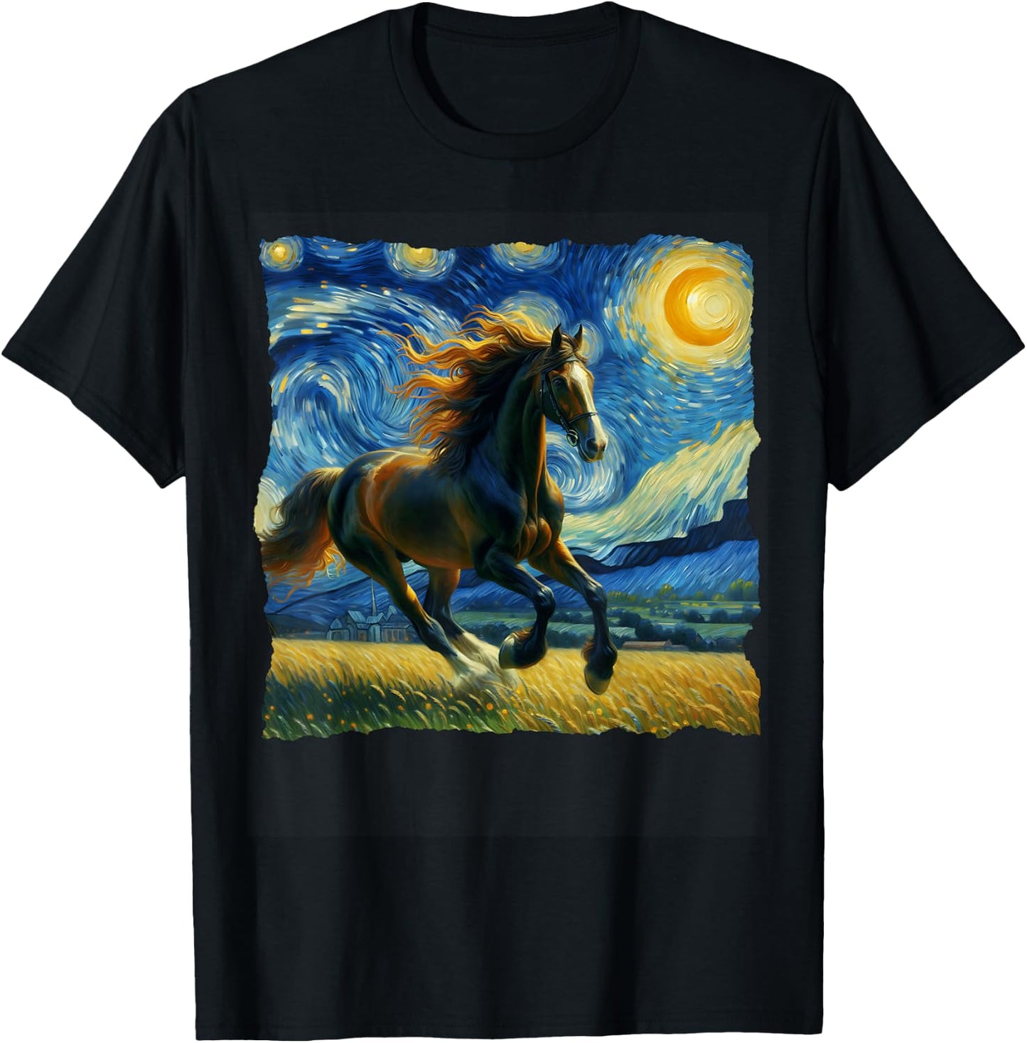 Trakehner Starry Night Trakehner Horse T-Shirt - T-Shirt | Black