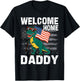 Kids Welcome Home Daddy Dinosaur T-Rex American Flag T-Shirt - T-Shirt | Black