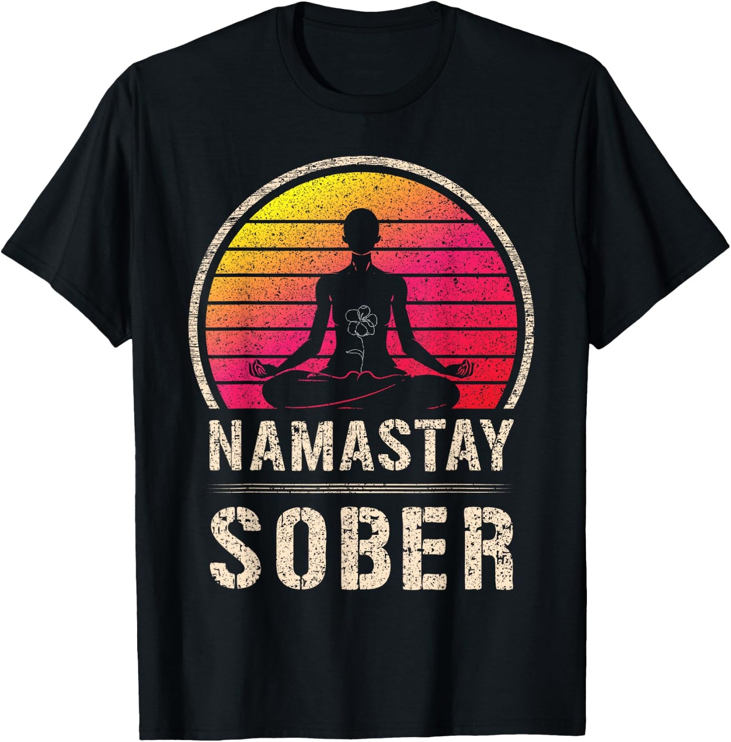 Namastay Sober Yoga Meditate Exhale Inhale Tipsy Drinking T-Shirt - T-Shirt | Black