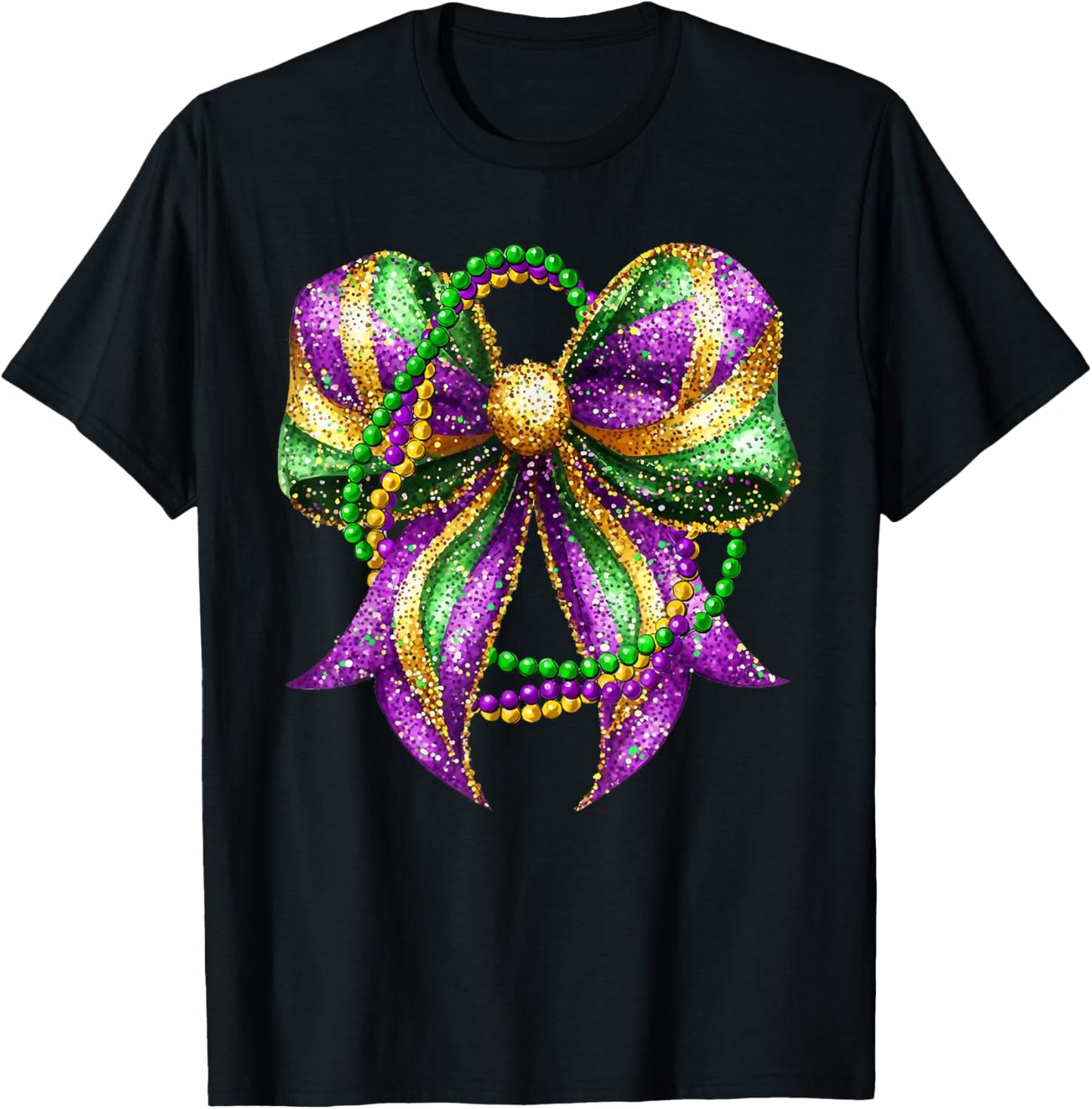 Mardi Gras Festival New Orleans Fleur De Lis Coquette Bow T-Shirt - T-Shirt | Black