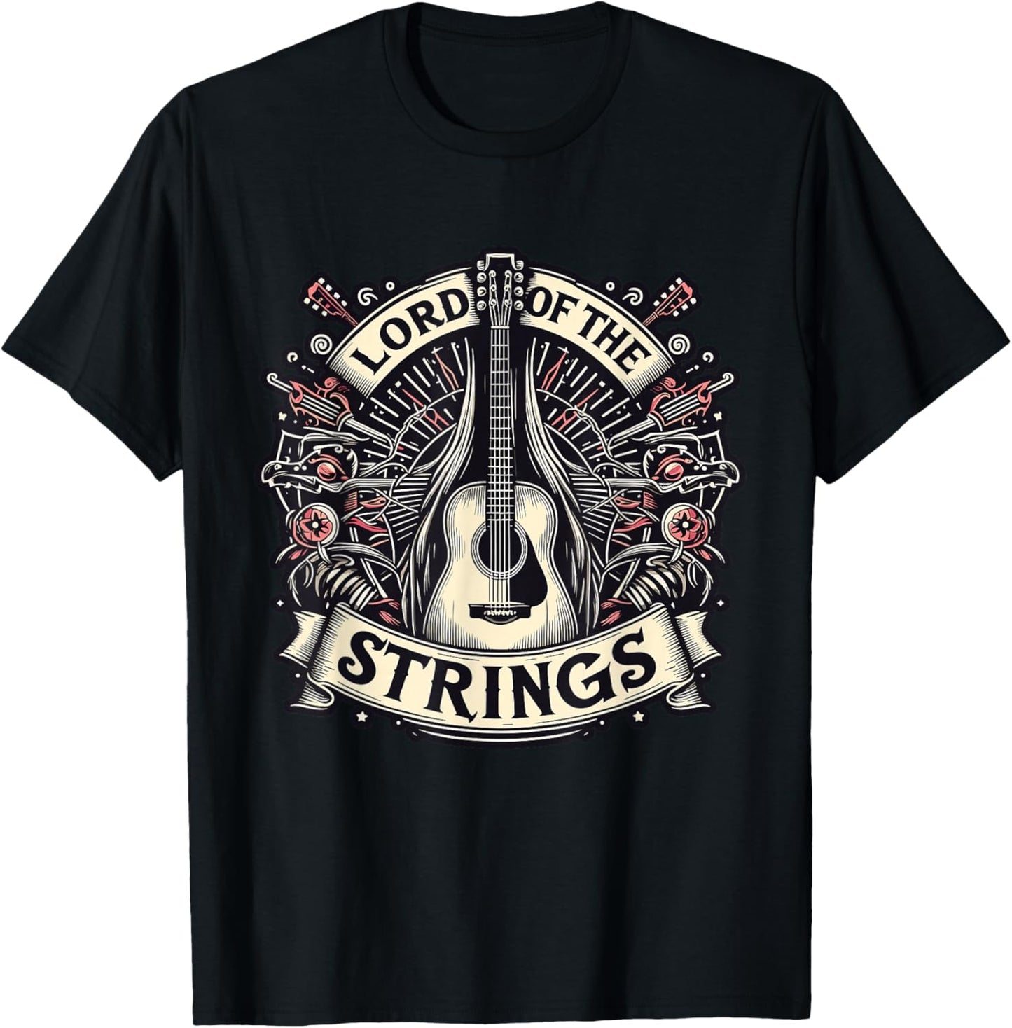 Lord of the Strings Guitar Musician Fantasy T-Shirt - T-Shirt | Black