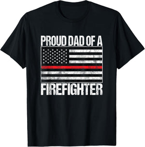 Proud Dad of a Firefighter - Fireman Parent T-Shirt - T-Shirt | Black
