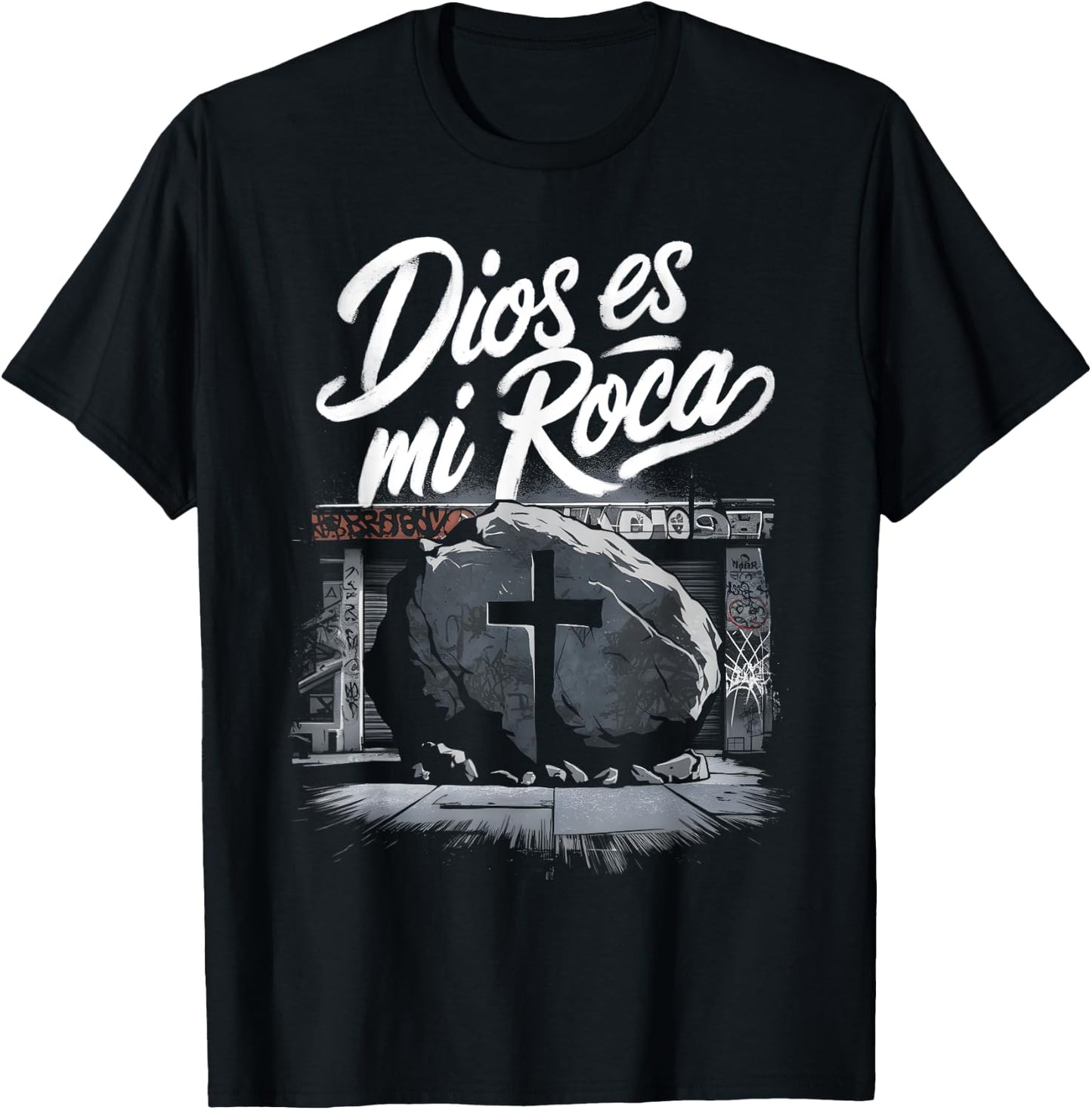 Dios Es Mi Roca Chicano Mexican Culture Faith God T-Shirt - T-Shirt | Black