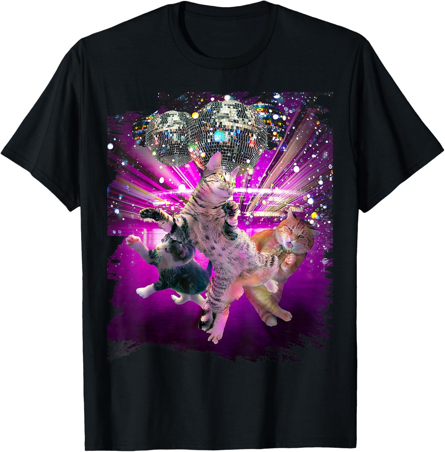 Disco Cats - 70s Disco Kitty Cat Rave T-Shirt - T-Shirt | Black