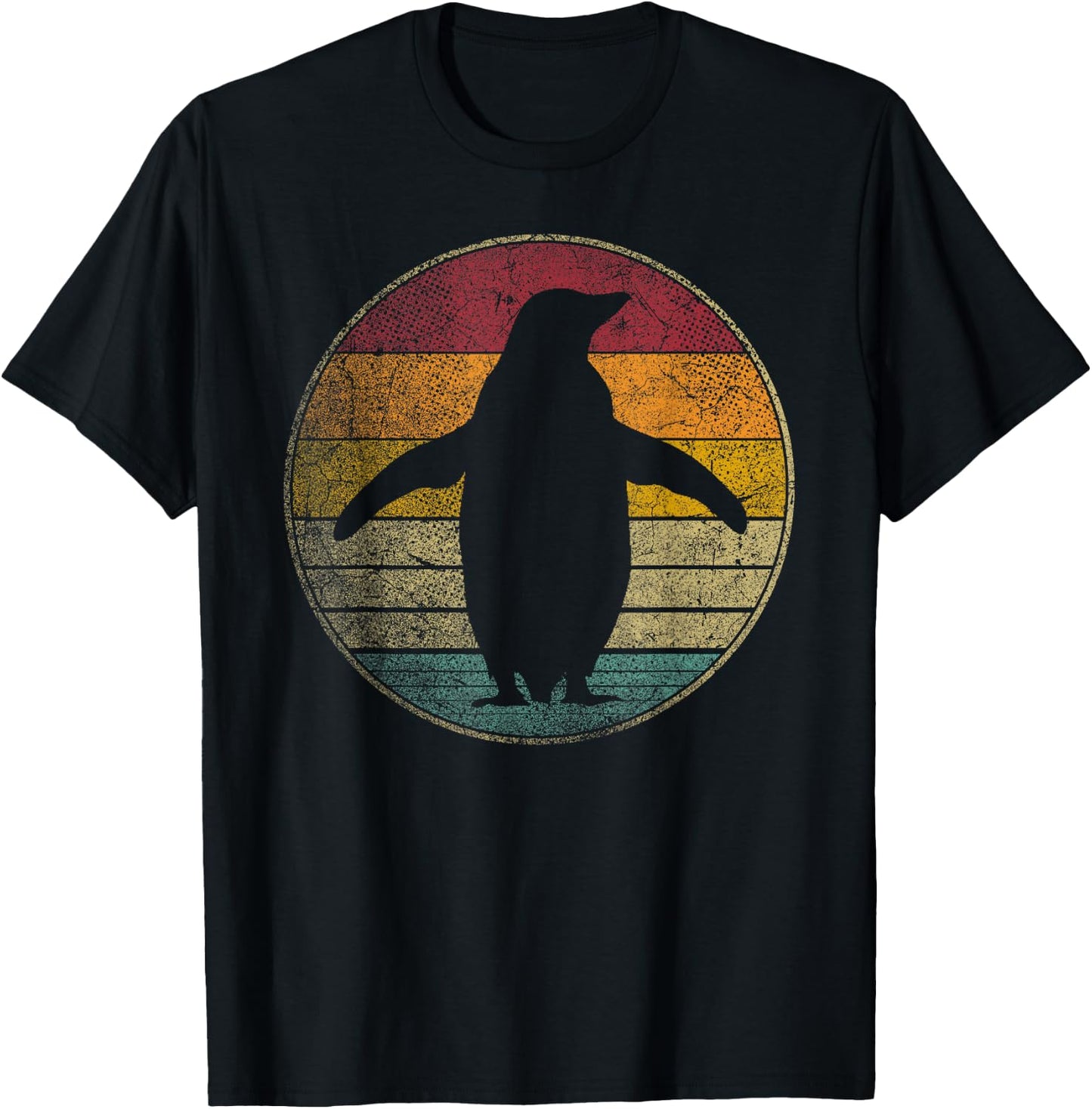 Penguin Bird Nature Ocean Sea Vintage Distressed Retro T-Shirt - T-Shirt | Black