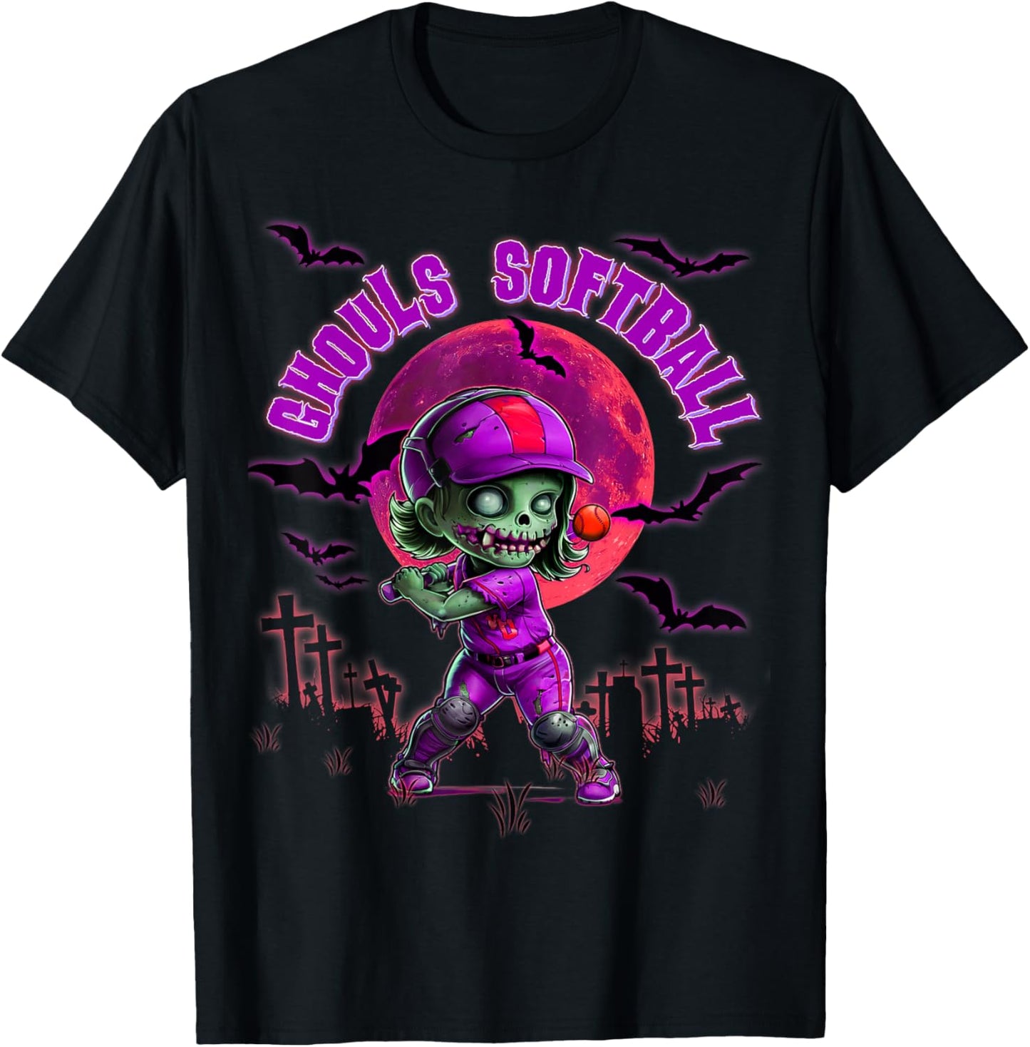 Softball Halloween for Girls Trick or Treating Practice Day T-Shirt - T-Shirt | Black