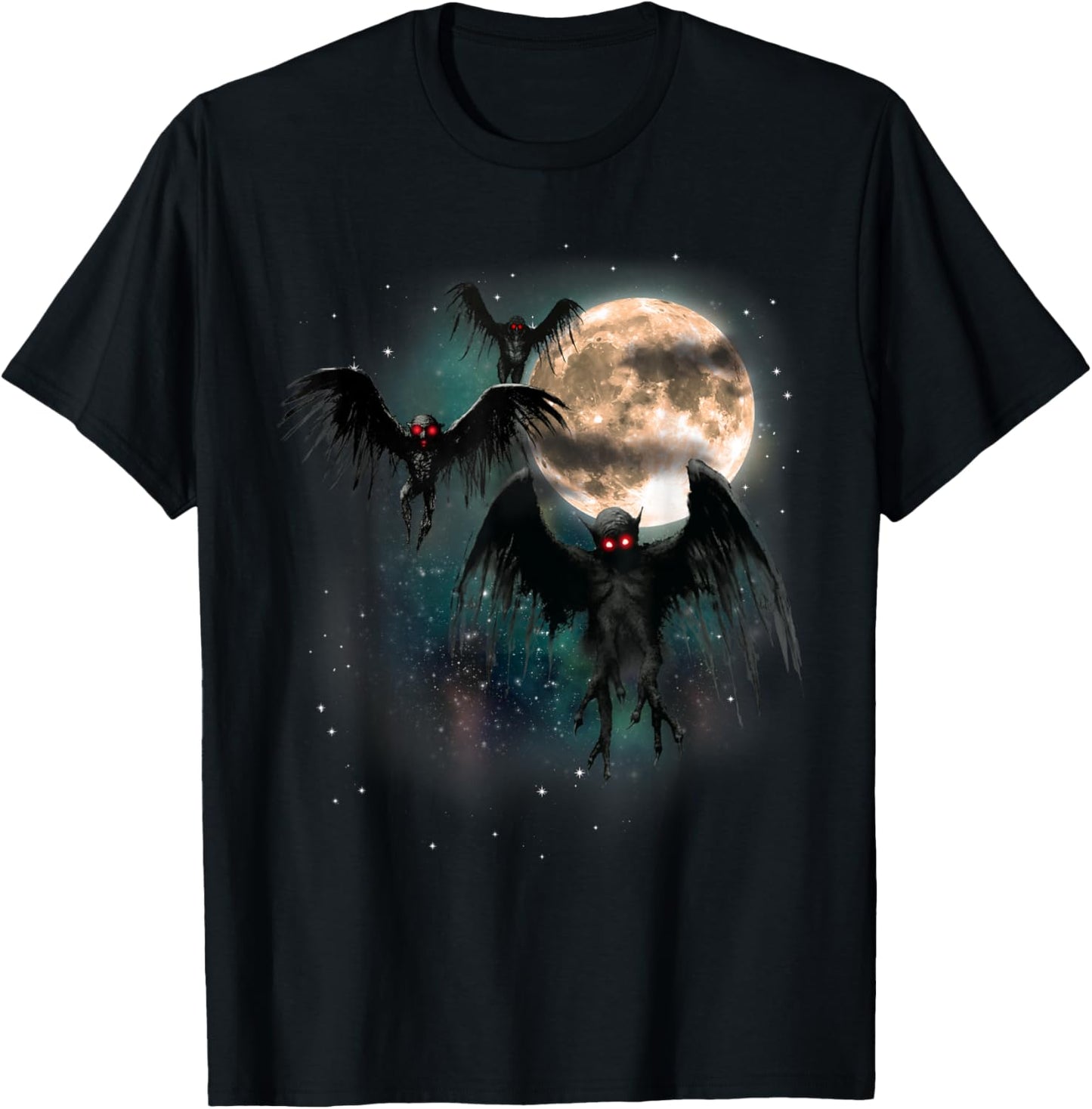 Mothman Shirt Cryptid Cryptozoology Monster Cursed Dead Moon T-Shirt - T-Shirt | Black