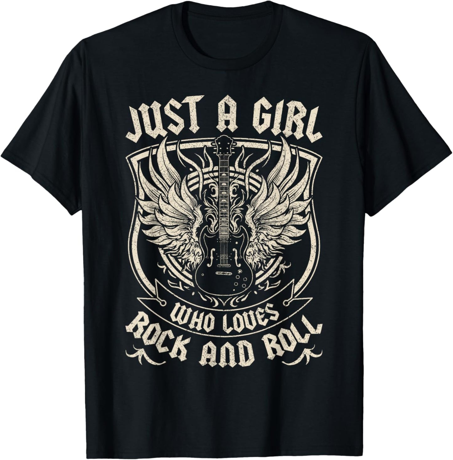 Rock Band Rock Concert Just A Girl Who Loves Rock and Roll T-Shirt - T-Shirt | Black