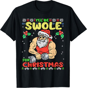 Swole Santa Christmas Pajama Funny X-Mas Gym Fitness Workout T-Shirt - T-Shirt | Black