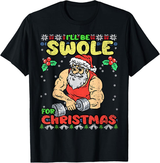 Swole Santa Christmas Pajama Funny X-Mas Gym Fitness Workout T-Shirt - T-Shirt | Black