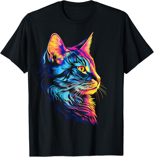 Cat Graphic Pet Art Cat T-Shirt - T-Shirt | Black