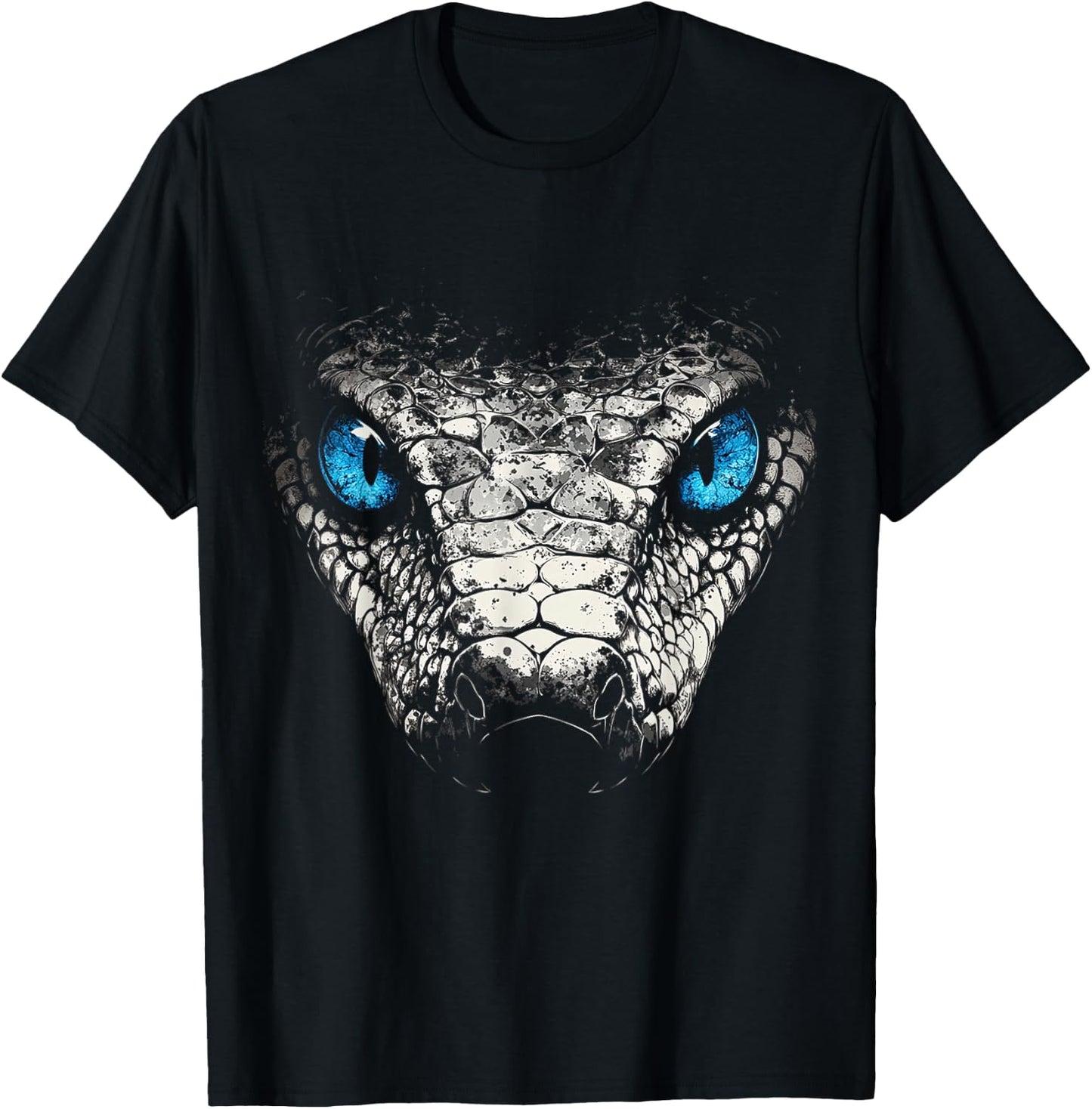 Snake Animal Motif Blue Eyes Art Snake T-Shirt - T-Shirt | Black