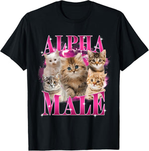 Funny Alpha Male Cat Shirt, Hilarious Cat Meme Cat Lovers T-Shirt - T-Shirt | Black