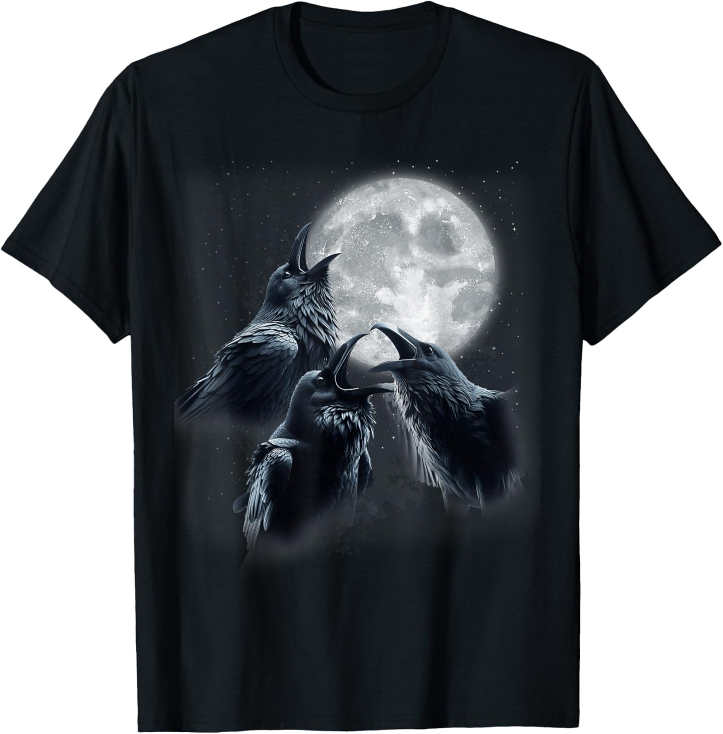 3 Black Raven Howling At The Moon Funny Crow Raven Bird Kids T-Shirt - T-Shirt | Black
