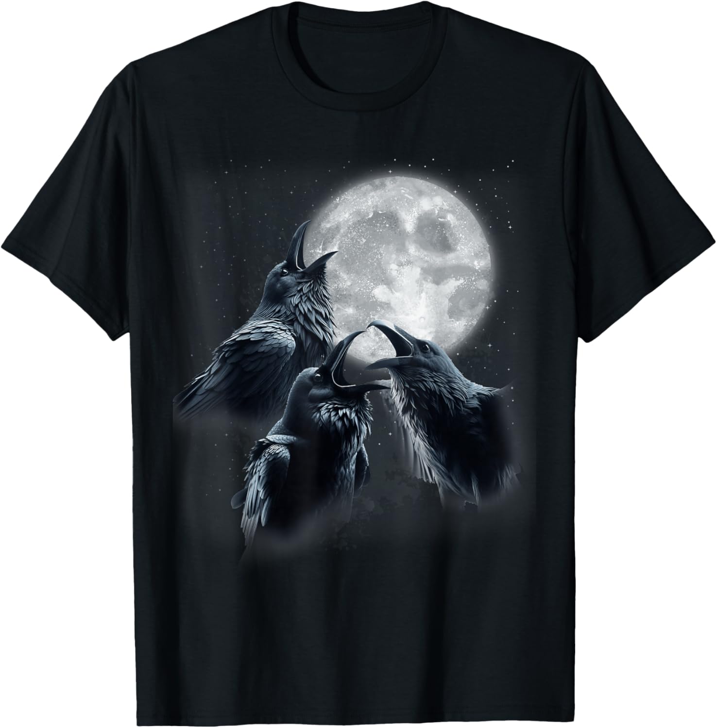 3 Black Raven Howling At The Moon Funny Crow Raven Bird Kids T-Shirt - T-Shirt | Black