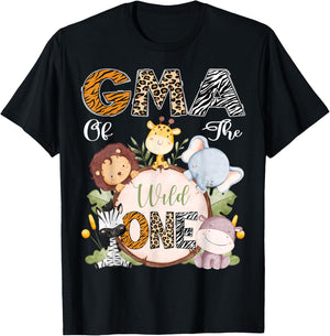 Gma Of The Wild One 1St Birthday Safari Woodland T-Shirt - T-Shirt | Black