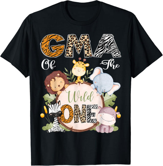 Gma Of The Wild One 1St Birthday Safari Woodland T-Shirt - T-Shirt | Black
