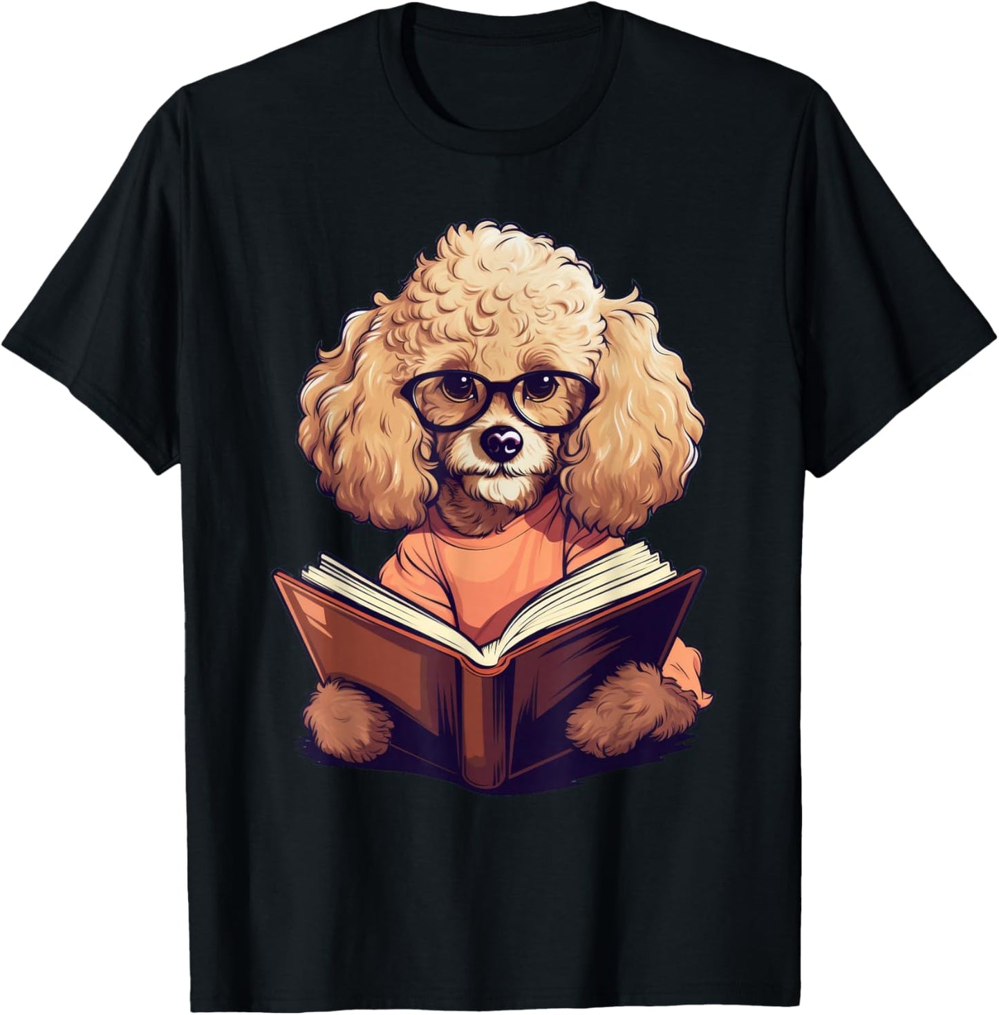 Cute Dog Poodle Reading Book T-Shirt - T-Shirt | Black