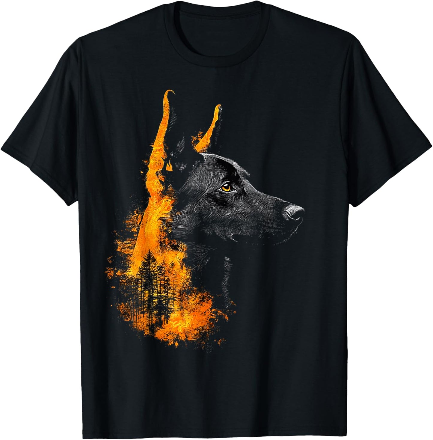 Belgian Malinois Dog Motif Pet Illustration Belgian Malinois T-Shirt - T-Shirt | Black