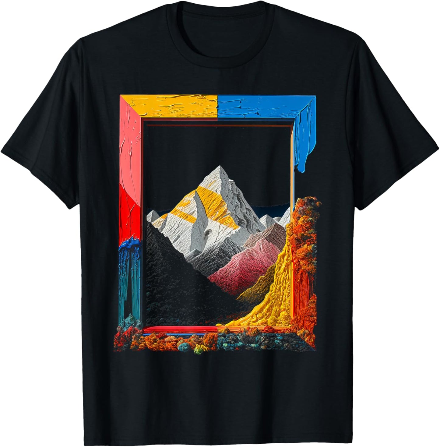 Nature Art Colorful Mountains Graphic Artwork T-Shirt - T-Shirt | Black