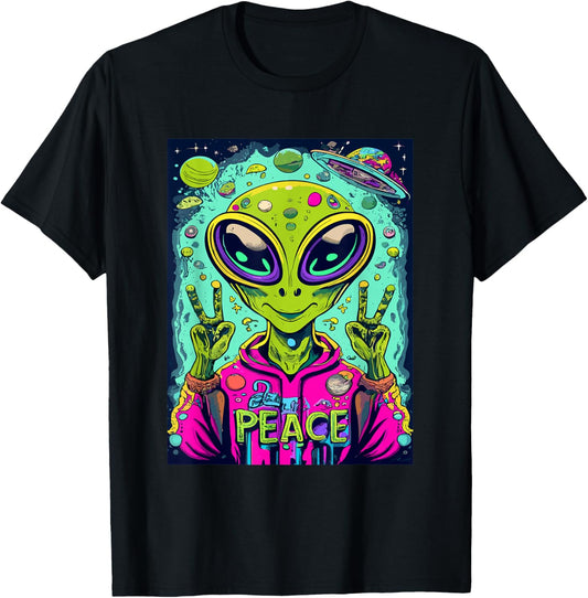 Retro Alien Lover UFO Abduction Team Alien T-Shirt - T-Shirt | Black